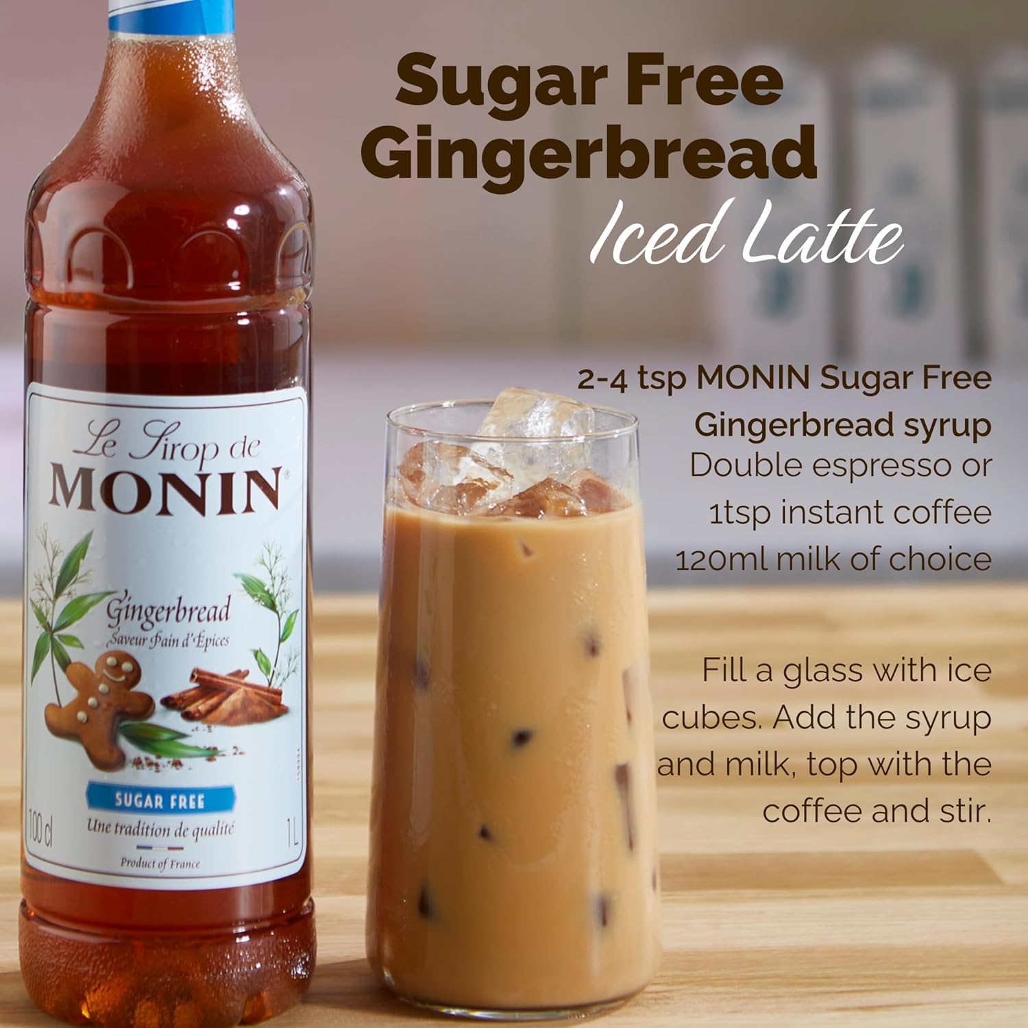 Monin Gingerbread Sugar Free Syrup (1 Litre)