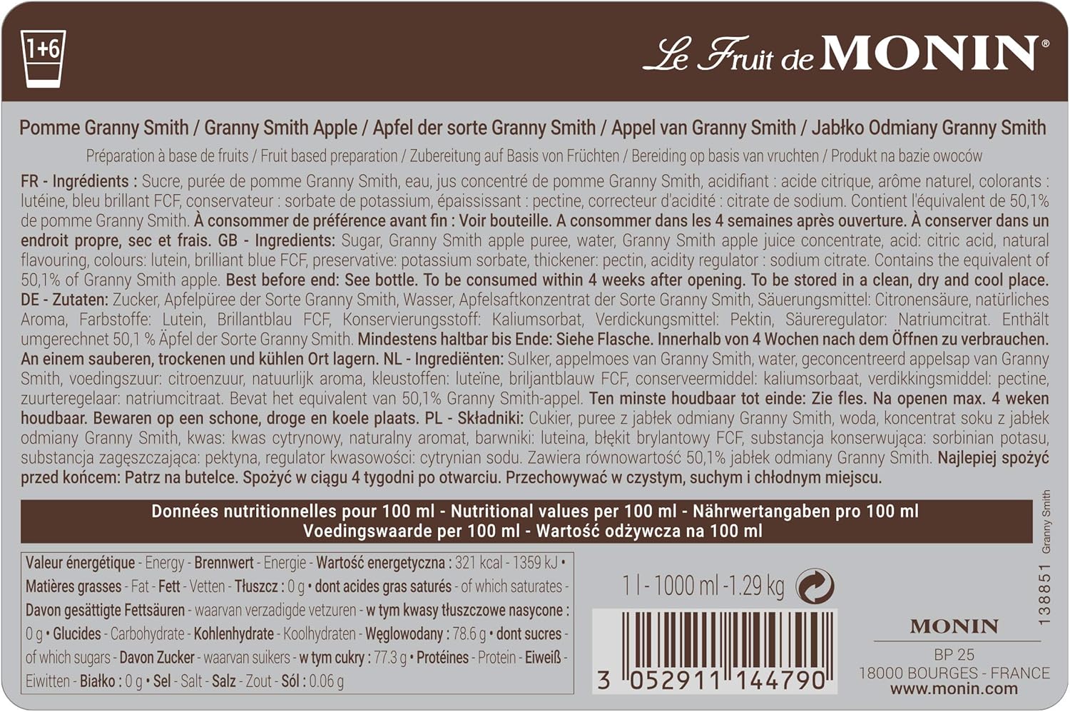 Monin Granny Smith Apple Puree
