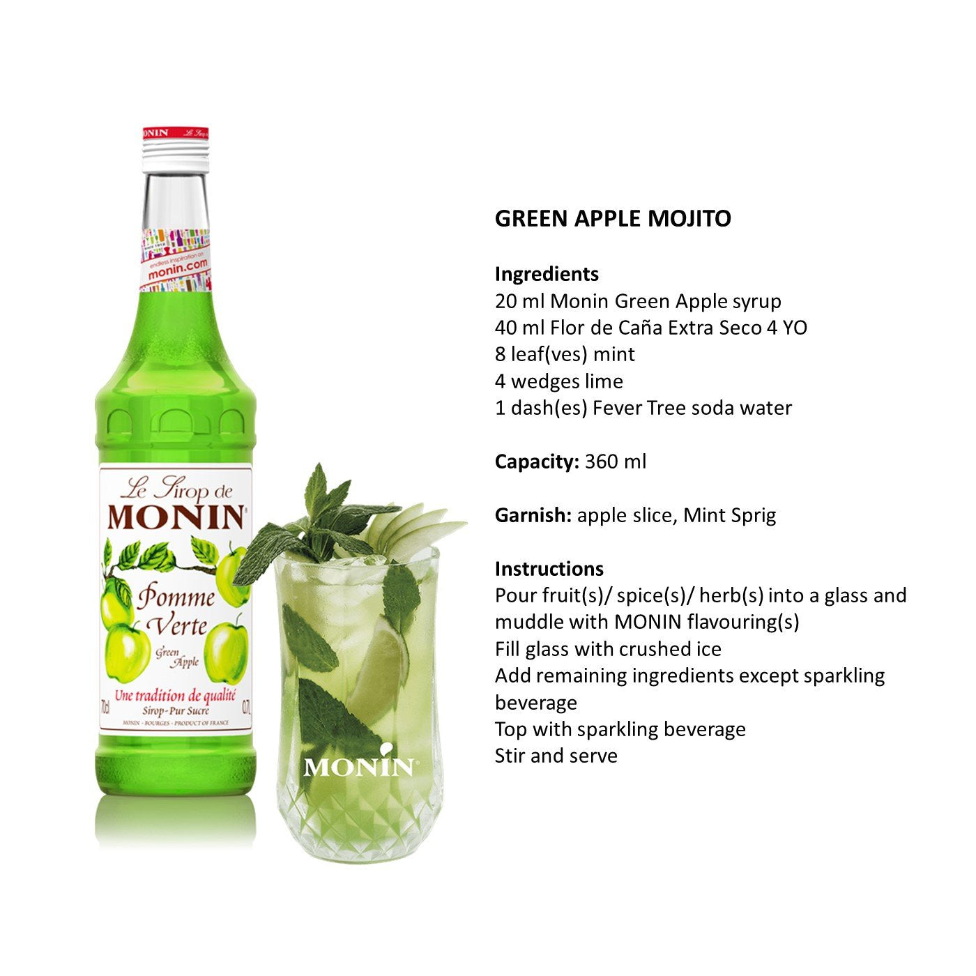 Monin Green Apple Syrup (700ml)