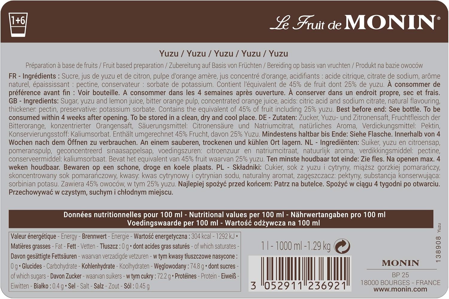 Monin Yuzu Puree
