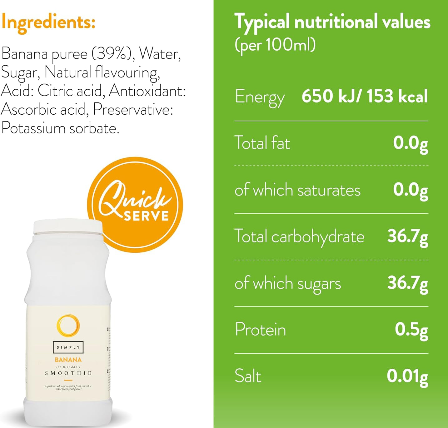 Simply Banana Smoothie 1 Litre
