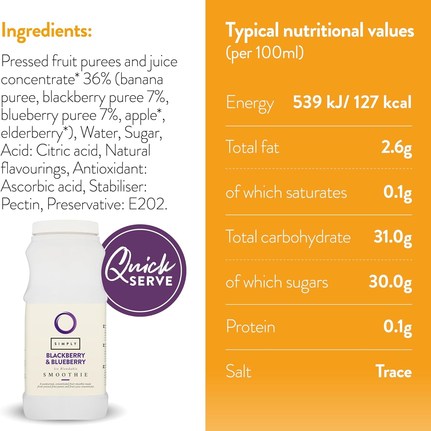 Simply Blueberry Blackberry Smoothie (1 Litre)