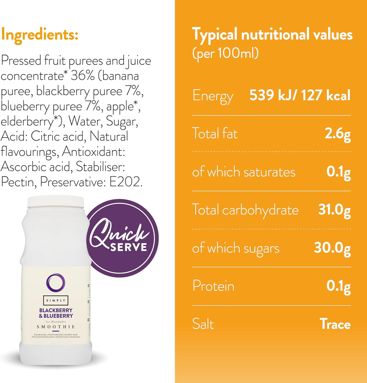 Simply Blueberry Blackberry Smoothie (1 Litre)